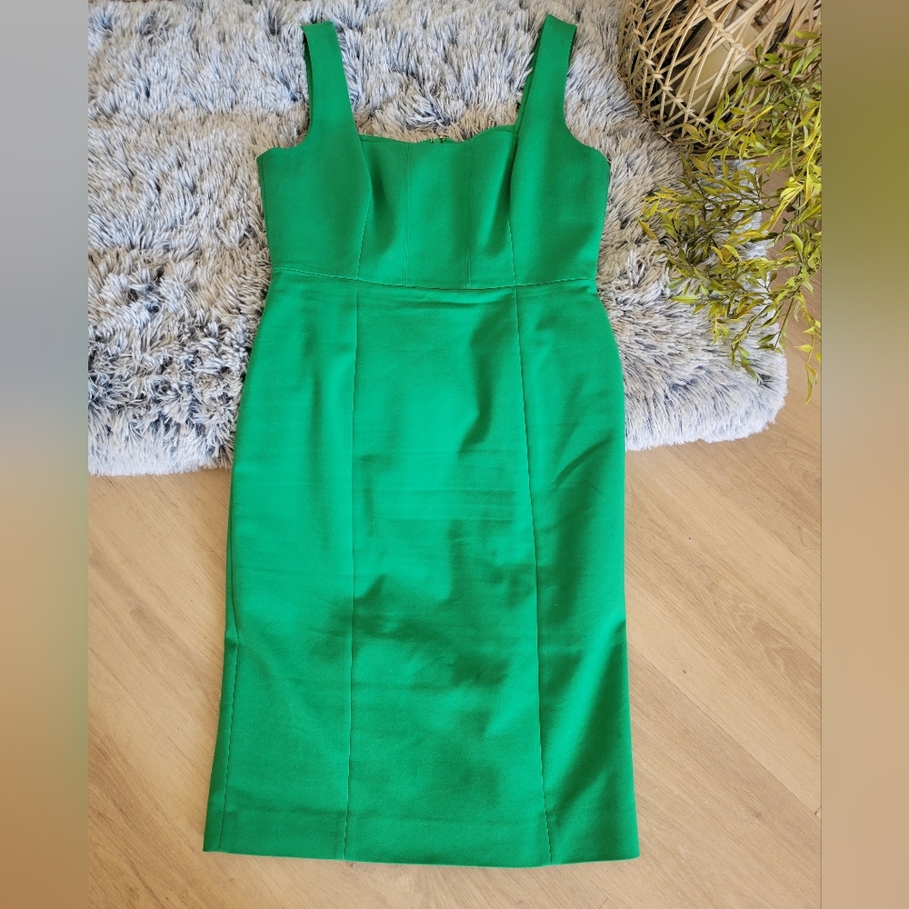 Antonio Melani size 10 Kelly Green square neck pencil office dress